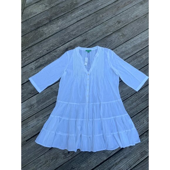 J.Crew Button Front Tiered Cover Up Dress in Cotton Voile Sz M BQ963 - Picture 3 of 8